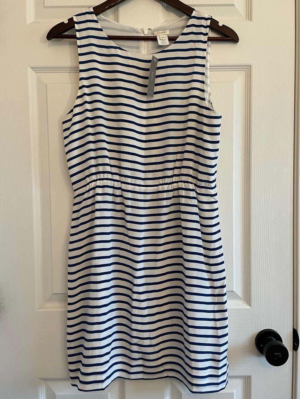 J.Crew NWT Navy White Striped Sleeveless Dress Nautical Coastal Size 10 Summer
